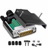 Picture of Jienk DB15 Solderless Male RS232 D-SUB Serial Adapters, 16mm thinner 15 Pin Port Terminal Solderfree Breakout Board Connector with Case Accessories