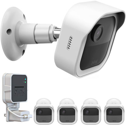 Picture of Wall Mount for Blink Outdoor 4th Gen and Blink Outdoor 3rd Gen, 4 Pack Weatherproof Protective Housing and 360 Degree Adjustable Mount with Sync Module 2 Mount (Blink Camera Not Included, White)
