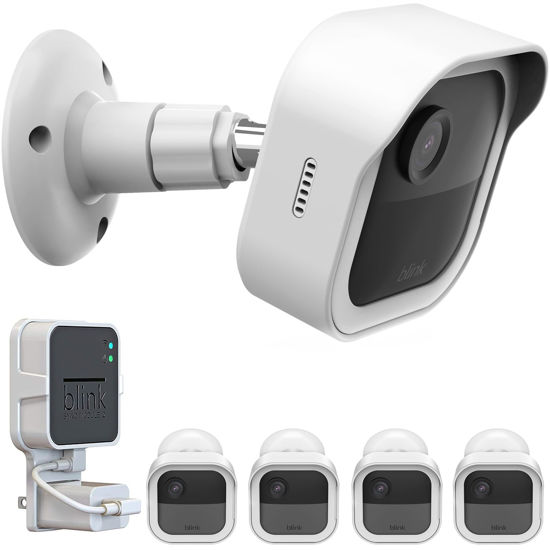 Picture of Wall Mount for Blink Outdoor 4th Gen and Blink Outdoor 3rd Gen, 4 Pack Weatherproof Protective Housing and 360 Degree Adjustable Mount with Sync Module 2 Mount (Blink Camera Not Included, White)