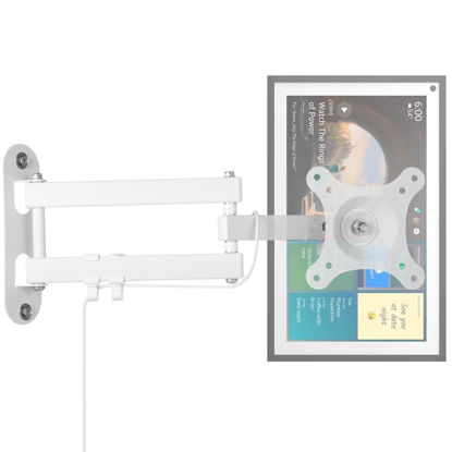 Picture of Full Motion Wall Mount for Echo Show 15, Monitor Wall Mounting Bracket for 15-28 Inch Monitors TVs, Swivel and Tilt 360 Rotate Wall Mount for Alexa Echo Show 15, Adjustable and Extendable