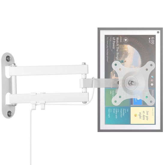 Picture of Full Motion Wall Mount for Echo Show 15, Monitor Wall Mounting Bracket for 15-28 Inch Monitors TVs, Swivel and Tilt 360 Rotate Wall Mount for Alexa Echo Show 15, Adjustable and Extendable