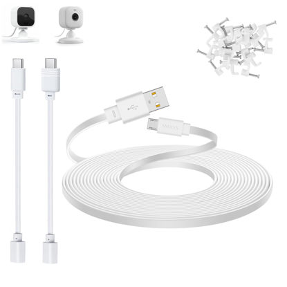 Picture of Smays 30 ft Power Cord Compatible with Blink Mini, Blink Mini 2 Camera, Long Flat Micro USB Extension Cable with USB C Adapter