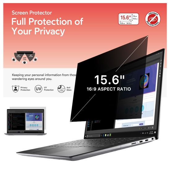 Picture of bersem 15.6 Laptop Privacy Screen for 16:9 Ratio Computer Monitor, Removable Anti Glare Blue Light Filter for Laptop Privacy Screen 15.6 inch, Anti-Spy, Anti-Scratch, UV-Blocking