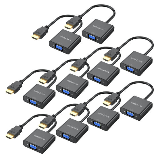 Picture of HDMI to VGA Adapter 10-Pack, Computer HDMI to VGA Monitor (Male to Female) Adapter Converter for Computer, Desktop, Laptop, PC, Monitor, Projector, HDTV, Chromebook, Raspberry Pi, Roku