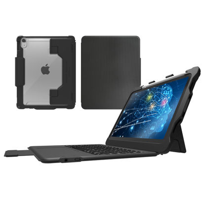 Picture of STM Goods Dux Keyboard Trackpad USB-C for iPad 10th, USB-C Connected Keyboard - Rugged, Rubberized Drop Protection - Integrated Trackpad, Storage for Apple Pencil Gen 1 or Logitech Crayon - Black