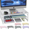 Picture of gianotter 2-Tier Metal Monitor Stand Riser, Desk Accessories & Workspace Desk Organizers, Office Desk Storage Organizer for Office Supplies (White)