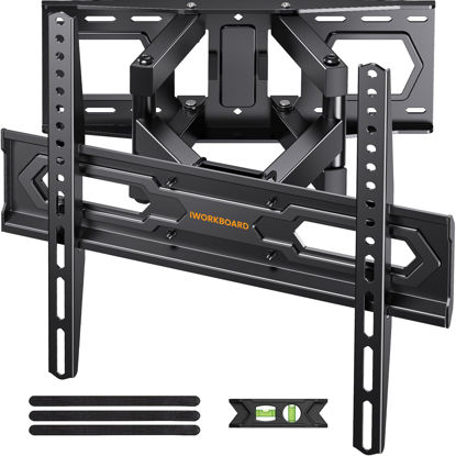 Picture of IWORKBOARD Full Motion 32-65 inch TV Wall Mount 55 TV Bracket, Dual articulating Arms TV Mount, Tilt Swivel Extension Level, Max VESA 400x400mm, 16" Studs, 110 lbs for 32 40 42 43 50 58 60 inch TVs