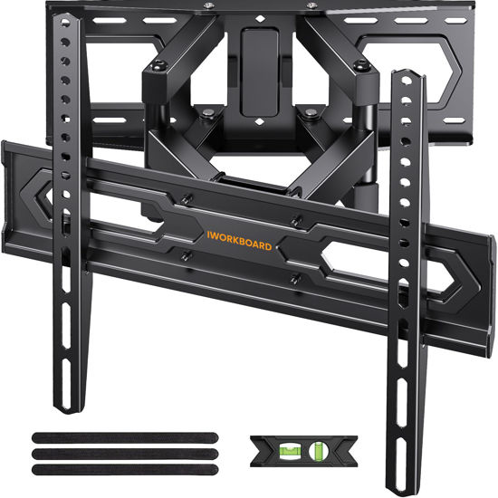 Picture of IWORKBOARD Full Motion 32-65 inch TV Wall Mount 55 TV Bracket, Dual articulating Arms TV Mount, Tilt Swivel Extension Level, Max VESA 400x400mm, 16" Studs, 110 lbs for 32 40 42 43 50 58 60 inch TVs