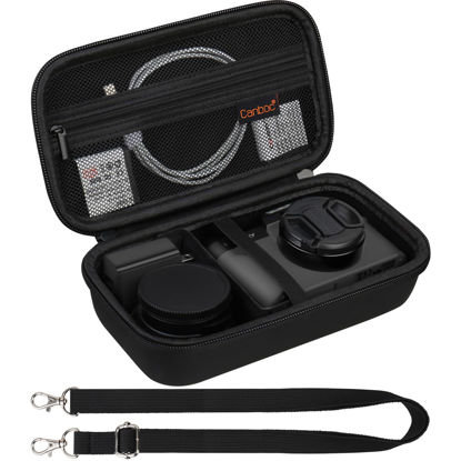 Picture of Canboc 4K Digital Camera Case for Femivo/brewene/zheozeig/VETEK 4K Vlogging Camera, Vlogging Camera Bag with Removable Shoulder Strap, Mesh Pocket fit Lens, Battery, Cable, Black (Case Only)