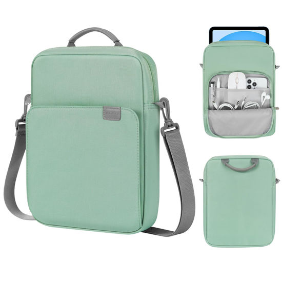 Picture of MoKo 9-11 Inch Tablet Sleeve Bag Handle Carrying Case with Shoulder Strap Fits iPad Pro 11 inch,iPad 10th 10.9,iPad 9/8/7th Generation 10.2,iPad Air 5/4th 10.9,iPad 9.7,Tab S8/S9 11", Cyan