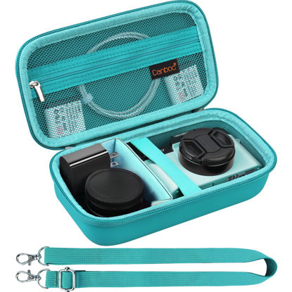 Picture of Canboc 4K Digital Camera Case for Femivo/brewene/zheozeig/VETEK 4K Vlogging Camera, Vlogging Camera Bag with Removable Shoulder Strap, Mesh Pocket fit Lens, Battery, Cable, Turquoise (Case Only)