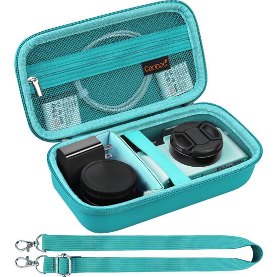 Picture of Canboc 4K Digital Camera Case for Femivo/brewene/zheozeig/VETEK 4K Vlogging Camera, Vlogging Camera Bag with Removable Shoulder Strap, Mesh Pocket fit Lens, Battery, Cable, Turquoise (Case Only)