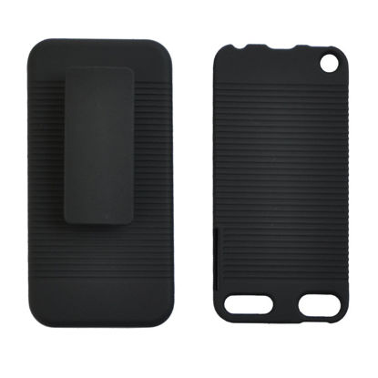 Picture of Seadream Black Rubberized Hard CASE + Belt Clip Holster Kickstand Combo for iPod Touch 5 5th 6 6th Generation