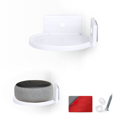 Picture of BRAINWAVZ 4” Small Floating Shelf, Adhesive & Screw in, for Bluetooth Speakers, Cameras, Plants, Toys, Books & More, Easy to Install Shelves Wall Mount (White)