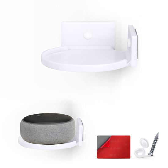 Picture of BRAINWAVZ 4” Small Floating Shelf, Adhesive & Screw in, for Bluetooth Speakers, Cameras, Plants, Toys, Books & More, Easy to Install Shelves Wall Mount (White)