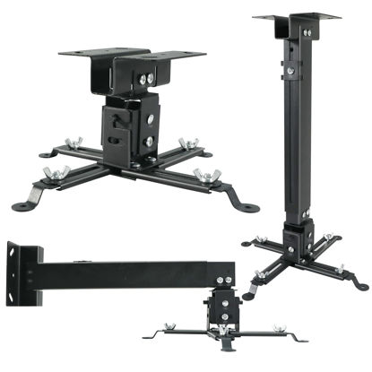 Picture of Homcine Projector Ceiling Wall Mount Adjustable Height from 11 to 13.7 Inches Bracket with Extendable Arms Low Profile Holder Hanger for Home Office Compatible with Epson Optoma Benq (Black)