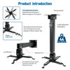 Picture of Homcine Projector Ceiling Wall Mount Adjustable Height from 11 to 13.7 Inches Bracket with Extendable Arms Low Profile Holder Hanger for Home Office Compatible with Epson Optoma Benq (Black)
