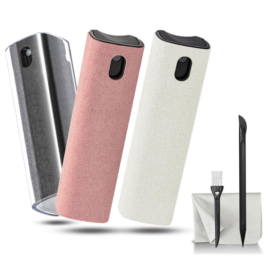 Picture of walrfid 3Pcs Car Screen Cleaner, Computer Screen Cleaner Spray and Wipe, Laptop Cleaner Kit for Cleaning iPad, iPhone, Cellphone, MacBook, Car Display, Electronic Device Screen, Grey Pink Cream
