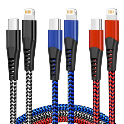 Picture of cugunu USB C to Lightning Cable 3 Pack 6FT iPhone Charger Apple MFi Certified Power Delivery Fast Charging Cord Compatible with iPhone 14/13/12/11/XS/XR/X/8