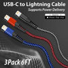 Picture of cugunu USB C to Lightning Cable 3 Pack 6FT iPhone Charger Apple MFi Certified Power Delivery Fast Charging Cord Compatible with iPhone 14/13/12/11/XS/XR/X/8