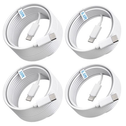 Picture of 4-Pack [ 2x6ft + 2x10ft ] 60W USB C to C Fast Charging Cable, Type C to C Charger Cord for iPhone 16,16 Plus, 16 Pro, 16 Pro Max, 15,15 Plus,15 Pro, 15 Pro Max, Galaxy S24 S23 S22 S21 S20