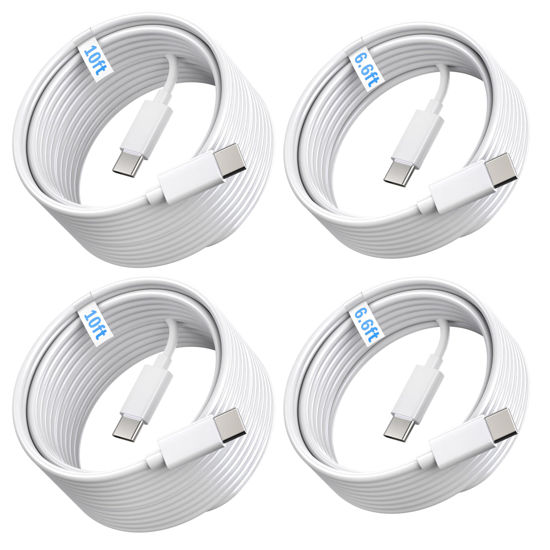 Picture of 4-Pack [ 2x6ft + 2x10ft ] 60W USB C to C Fast Charging Cable, Type C to C Charger Cord for iPhone 16,16 Plus, 16 Pro, 16 Pro Max, 15,15 Plus,15 Pro, 15 Pro Max, Galaxy S24 S23 S22 S21 S20