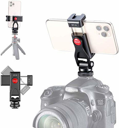 Picture of ULANZI ST-10 Phone Tripod Mount Aluminum Camera Hot Shoe 360 Rotation Phone Holder 2 Cold Shoe for Mic Light Stand Compatible with Canon Nikon Sony DSLR Cameras for DJI Ronin SC Gimbal Stabilizer