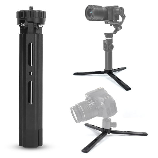 Picture of Akeipho Adjustable Aluminum Mini Tripod, Desktop Tabletop Tripod Stand for DSLR Cameras, Zhiyun Weebill/Smooth/Crane, DJI Ronin S/SC/RSC/RS,Osmo Mobile,Stabilizer Handle Tripod (4-Level Adjustable)
