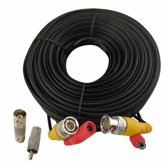 Picture of BNC Cable Video Power All-in-One Extension Cable 60FT CCTV Camera Wire with BNC RCA Connectors for Security Camera Systems, Black, CB60