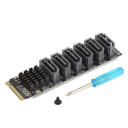 Picture of M.2 SATA PCI Express to SATA 3.0 6Gbps 6 Ports Adapter Converter, PCIE3.0 X2 16Gbps, Downstream SATA3.0 6Gbps x 5, for Thunderbolt Expansion