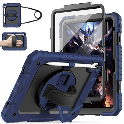 Picture of Cantis Case for iPad 10th Generation 10.9 inch 2022 with Screen Protector, iPad Cover 10th Generation with 360 Degree Rotating Stand/Shoulder Strap/Pencil Holder, Navy Blue
