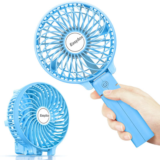 Picture of EasyAcc Mini Handheld Fan, USB Desk Fan Small Personal Portable Stroller Table Fan with Rechargeable Battery Operated Cooling Folding Electric Fan 3-10H Working Hours for Travel Office Outdoor