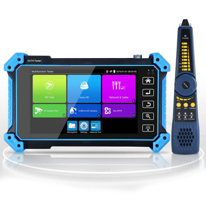 Picture of WANLUTECH IP Camera Tester with PoE, CCTV Camera Tester 4K H.265 CVI TVI AHD Analog Camera Tester 5.4inch Touchscreen Cable Tracer RJ45 Cable TDR Tester RS485 HDMI in VGA in (IPC-5100C Plus)