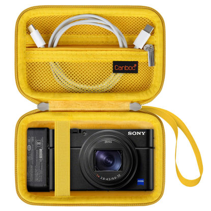 Picture of Canboc Carrying Case for Sony RX100 VII/ RX100 VI/ RX100 V/ RX100 IV/ RX100 III Compact Digital Camera, Point and Shoot Vlogging Camera Bag, Zipper Mesh Pocket fits USB Cable, Batteries, Yellow
