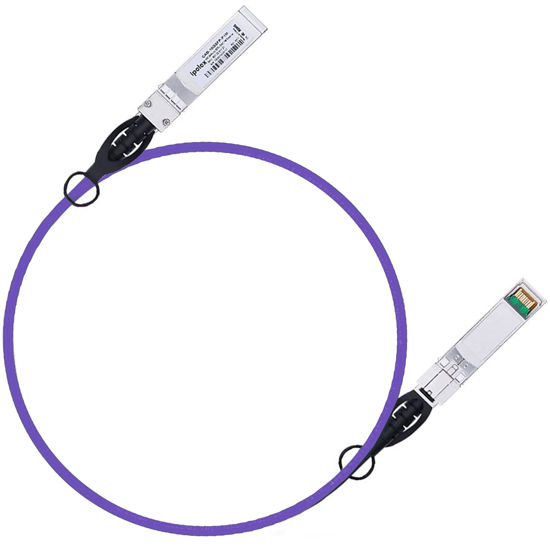 Picture of Colored 10G SFP+ Twinax Cable, Direct Attach Copper(DAC) Passive Cable, 1m (3.28ft) in Purple, for Cisco SFP-H10GB-CU1M, Meraki, Ubiquit, Mikrotik, Intel, Fortinet, Netgear and More