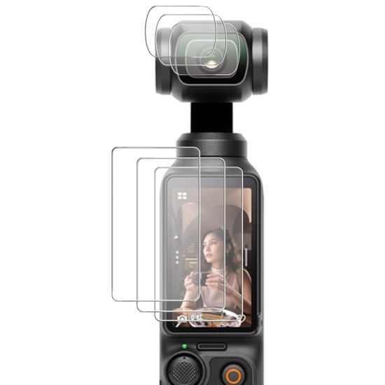 Picture of SHUAXI Screen Protector (3+3Pack) Compatible with DJI Osmo Pocket 3, Tempered Glass Film Anti-Scratch High Definition Full Coverage