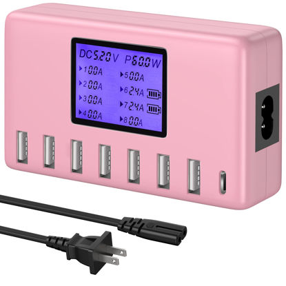 Picture of USB Charger, slitinto 60W 12A 8-Port USB Charging Station Multi Port USB Hub Charger Compact Size LCD Display Compatible with iPhone iPad Samsung Kindle Tablet Bluetooth Earbuds and More