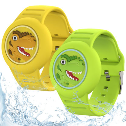 Picture of HLHGR Airtag Bracelets for Kids，Waterproof Airtag Watch Bracelets for Kids-Soft Silicone Hidden Air tag Wristband Lightweight GPS Tracker Holder Watch Band for Child Cartoon [2 Pack]