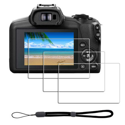 Picture of iDaPro Screen Protector for Canon EOS R100 + Hand Lanyard [3+1 Pack] Tempered Glass Easy Installation