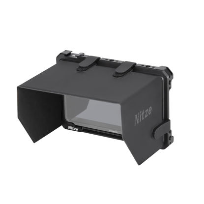 Picture of Nitze Cage Kit for Atomos Shinobi II Monitor with Built-in Cold Shoe, NATO Rail and PU Leather Sunhood - JT-A06B