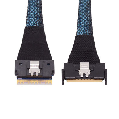 Picture of chenyang PCI-E 5.0 Mini Cool Edge IO MCIO 74Pin to SFF-8654 8i 74Pin Slimline SAS 4.0 24 Gbps Extension Cable 50cm