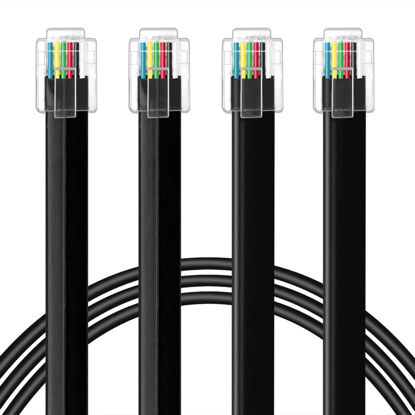 Picture of NECABLES 2Pack RJ12 Cable 15ft Phone Cord RJ12 6P6C Male to Male Straight Wired for Both Data and Voice Use Black - 15 Feet