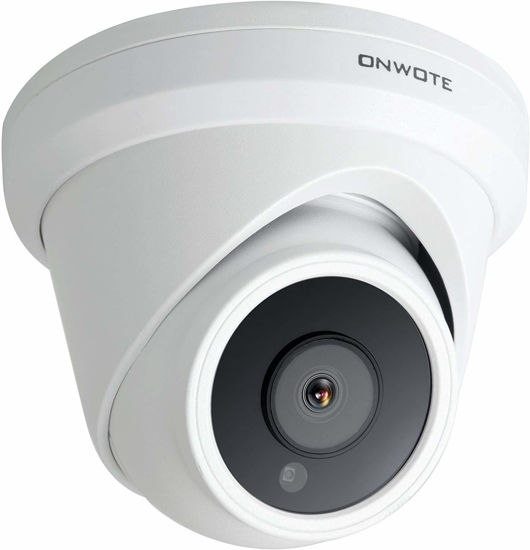 Picture of ONWOTE 4K 8MP UltraHD PoE IP Security Camera Turret, AI Human Vehicle Detection, 3840x2160 8 Megapixels, 128° Field of View, Video Audio, Indoor Outdoor, 100ft IR, Add-on Camera to PoE NVR System