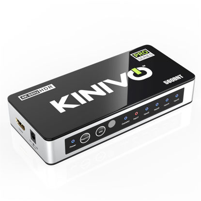 Picture of Kinivo HDMI Switch with Audio Extractor 560BNT (5 in 1 Out Hub, Toslink Optical Audio Port, SPDIF, 4K 60Hz Switcher, 18Gbps, IR Remote) - Compatible with Gaming Console, Cable TV, PC, Dolby Digital