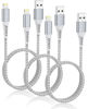 Picture of Acevien iPhone Charger Cable 2FT, 3Pack USB A to Lightning Braided Short Cable for Car Fast Charging Lightning Cord Compatible iPhone 14/13/12/11 Pro Max/iPad/AirPods(Silver)