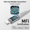 Picture of Acevien iPhone Charger Cable 2FT, 3Pack USB A to Lightning Braided Short Cable for Car Fast Charging Lightning Cord Compatible iPhone 14/13/12/11 Pro Max/iPad/AirPods(Silver)