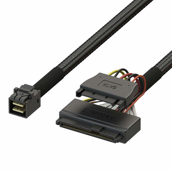 Picture of LINKUP - Internal 16G U.2 Cable (85Ω 85ohm PCIe Gen 4 Mini SAS HD to U.2/SFF-8643 to SFF-8639 Cable) with SATA Power - 1.5 Meters/5 feet