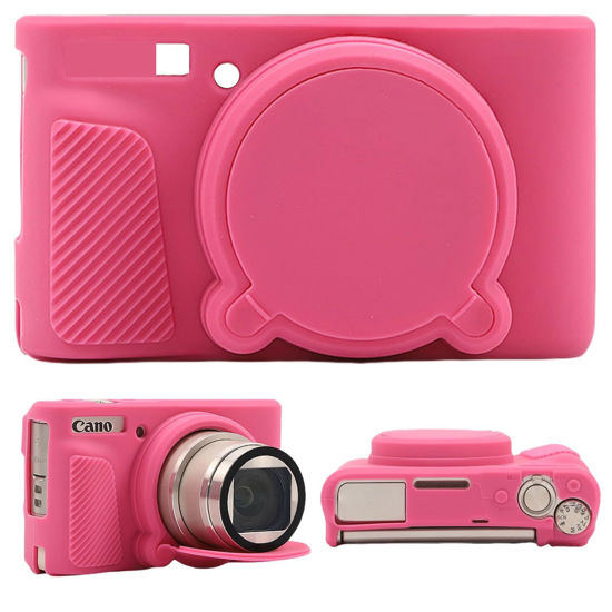 Picture of SZHSYJY Camera Case for Canon PowerShot SX740/ SX730 Digital Camera,Soft Silicone Protective Bag Removable Lens Cover,Anti-Scratch Slim Fit Lightweight Protective Case. (Peach Red)