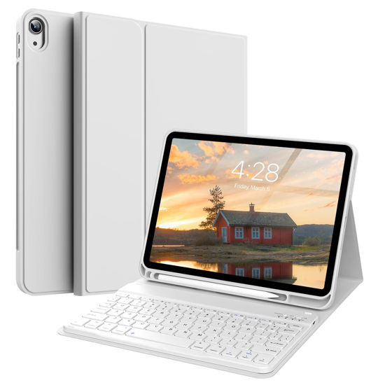 Picture of KVTVOU Keyboard Case for iPad 10th Generation 2022 10.9 Inch with Pencil Holder, Magnetic Detachable Wireless Bluetooth Keyboard, Soft TPU Back Cover, Auto Wake/Sleep for iPad 10th Gen Case, Gray