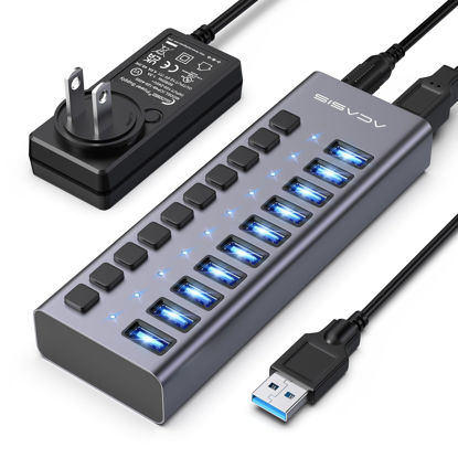 Picture of ACASIS Powered USB Hub,10 Ports USB 3.1 Hub with 10Gbps Data Speed, Individual On/Off Switches, 12V4A 48W Power Adapter, USB Hub 3.1 Powered for MacBook, Mac Pro/Mini, Surface Pro Laptop/PC